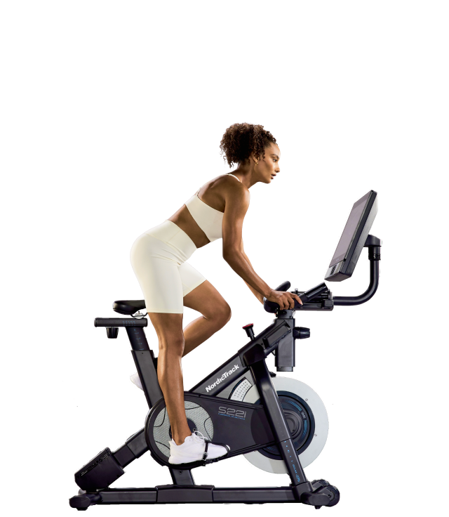 S22i exercise bike with an iFIT program running